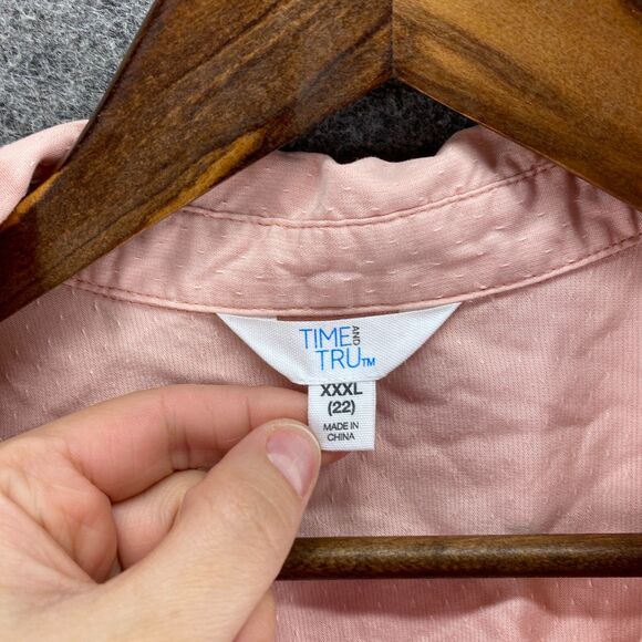 Time And Tru Shirt Women 3XL Pink Button Up Collared Sleeveless Wide Strap - Picture 3 of 7